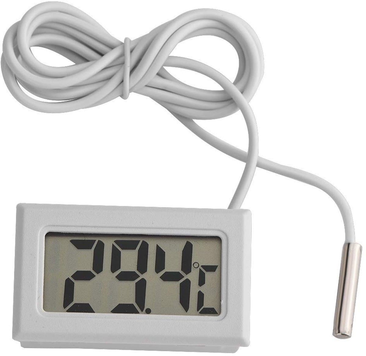 SPHProducts - Digitale mini-lcd-thermometer - Temperatuurmonitor - Waterdicht - Wit - Aquariumthermometer - Geschikt voor koelruimtes - Vistank