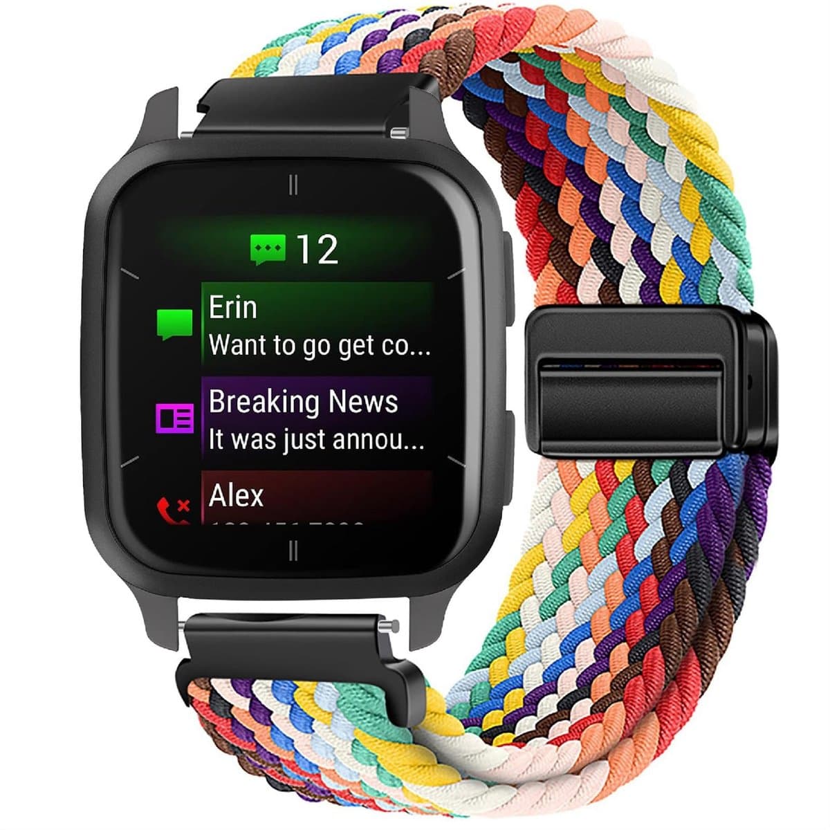 Dailygoods - Magneetarmband voor Garmin Venu SQ2 van Gevlochten Nylon