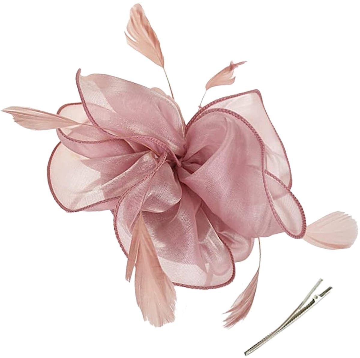 Dailygoods- Bruiloftshoofdtooi Elegant - Hoofdband met Veren/Bloemen - Dameshoed - Feestdecoratie - Eén Maat - Roze