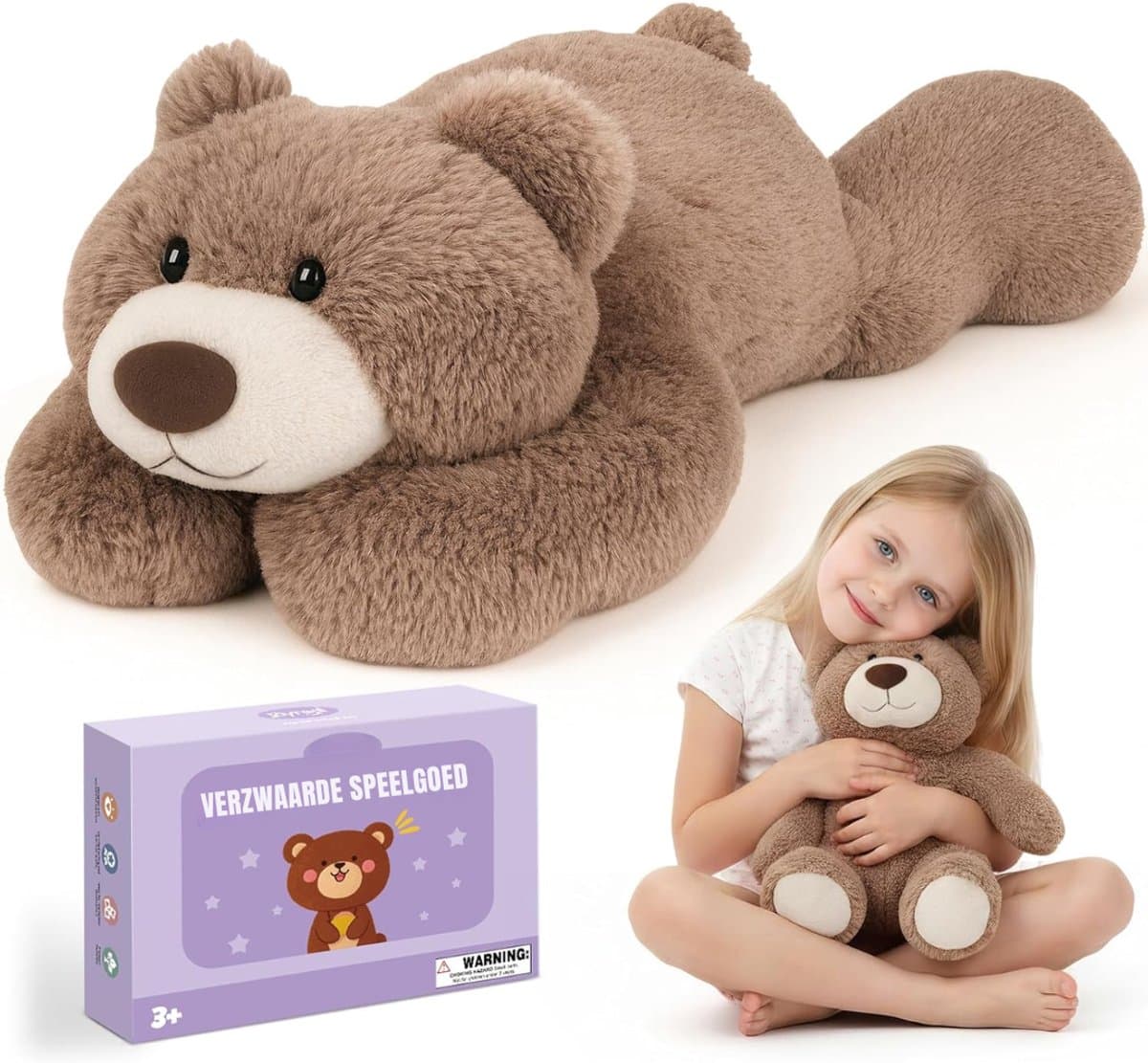 RONN® Verzwaringsknuffel - Verzwaarde Knuffel - Verzwaringsknuffel Volwassenen - Bruin - 34cm x 24cm x 8cm