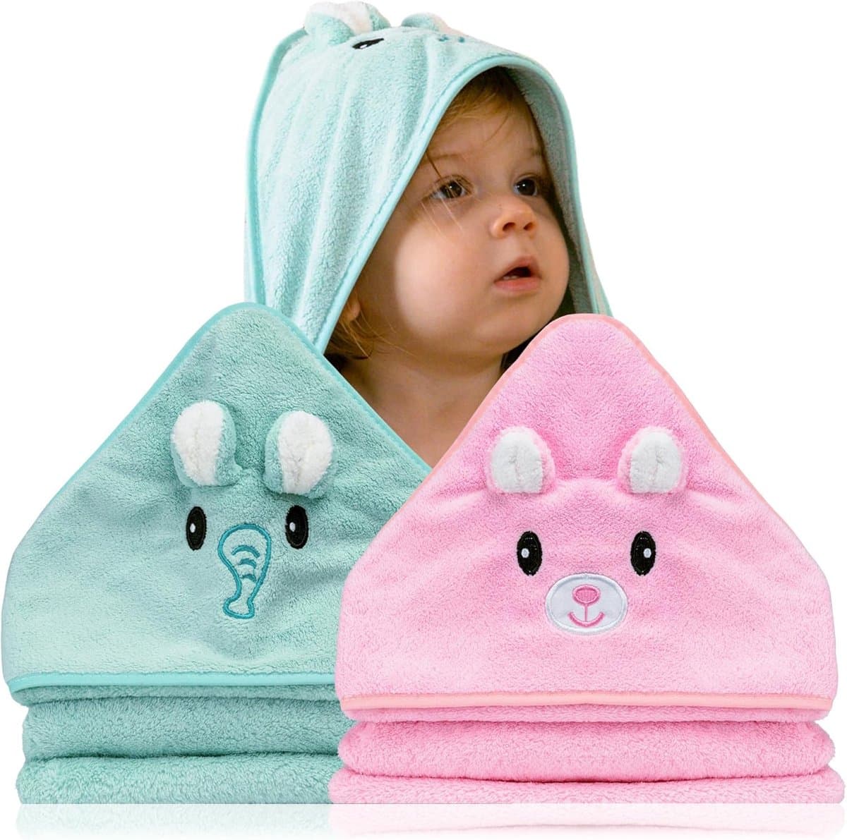 Babyhanddoeken met capuchon - Badjas baby - Na het baden - Zacht en absorberend - 80 x 80 cm
