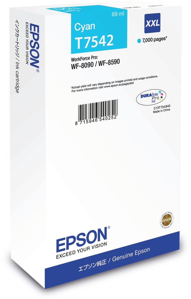 Epson T7542 inktcartridge 1 stuk(s) Origineel Ultrahoog rendement Cyaan