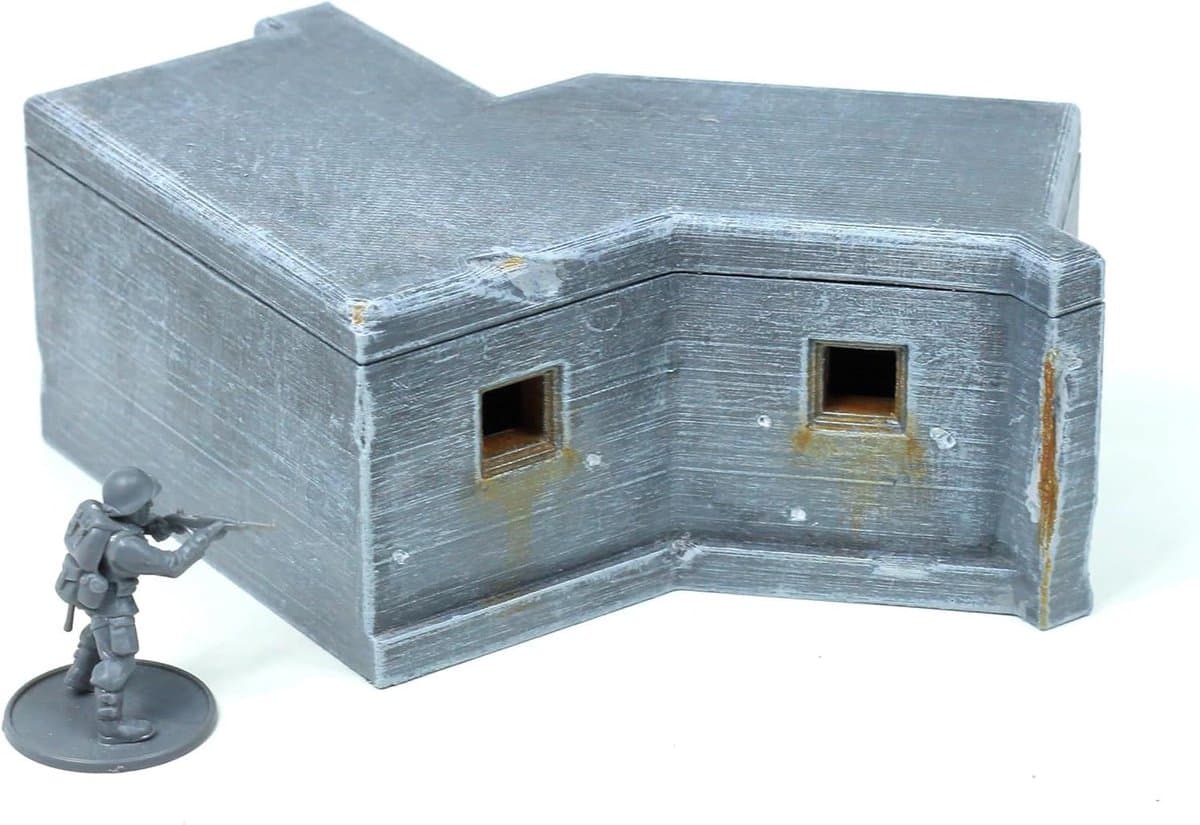 Miniatuur Bunker - Verdedigingswerk - Tabletop Wargaming - Afneembaar dak - 20 mm schaal - Grijs