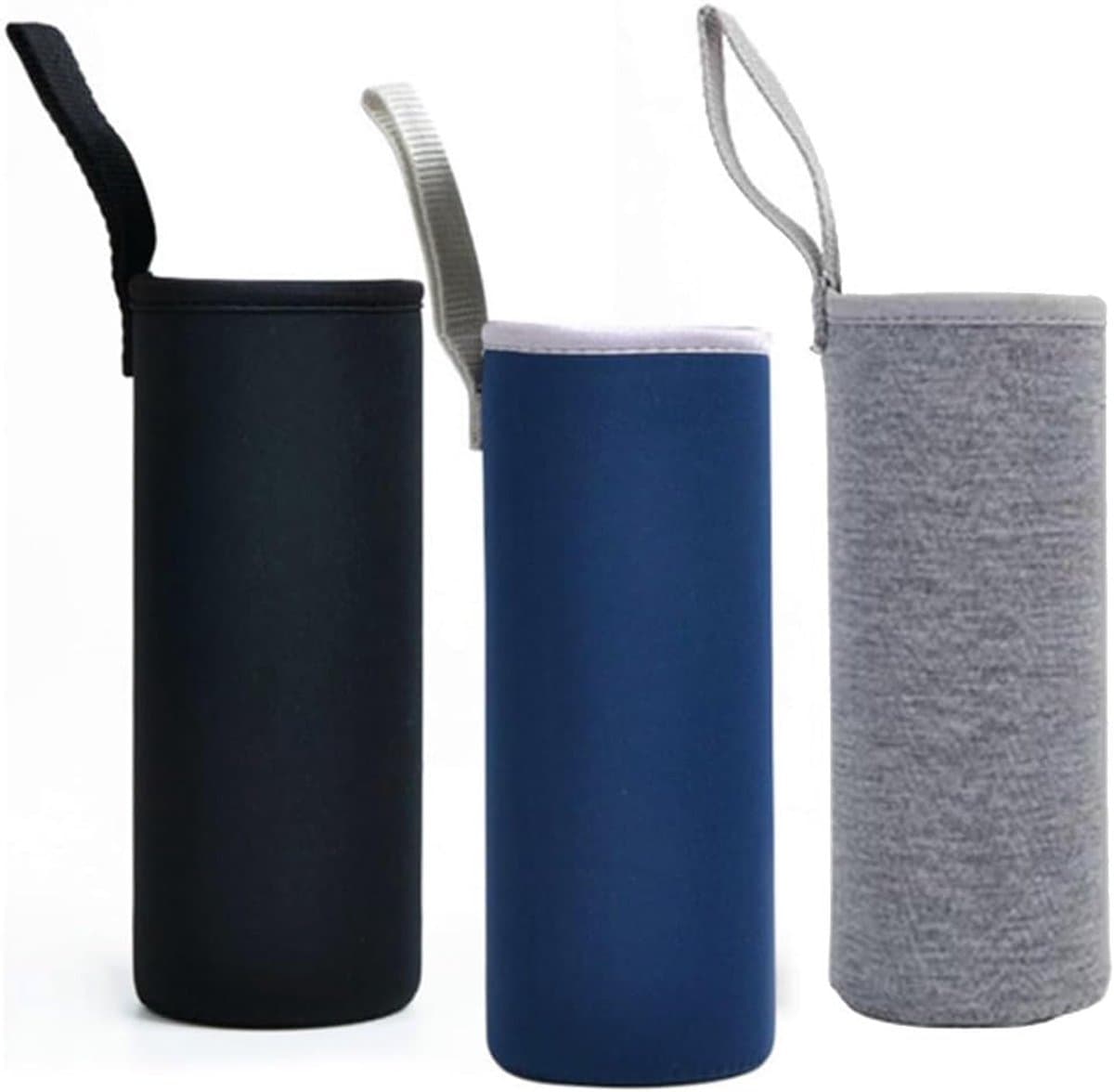 Thermos Drinkfles Hoezen - Fles Isolatie - Drank Op Temperatuur - Duikstof Materiaal - 2 Stuks 550ML - Zwart