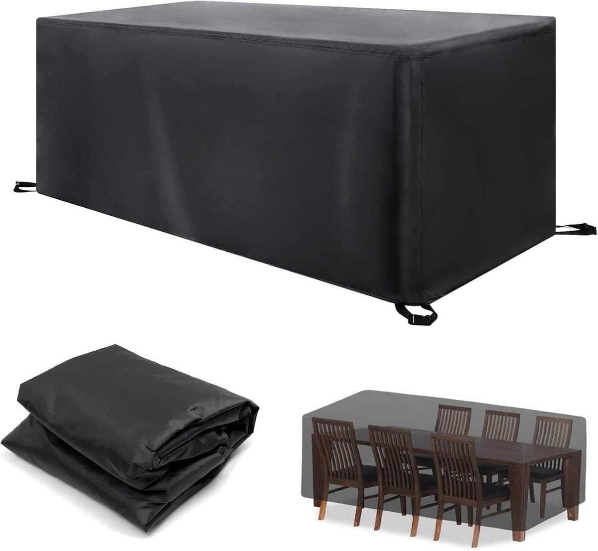 Tuinmeubelhoezen Rechthoekig - Patiohoezen - Buitenmeubels Beschermen - 420D Oxford Scheurbestendig - 282 x 202 x 90 cm - Zwart