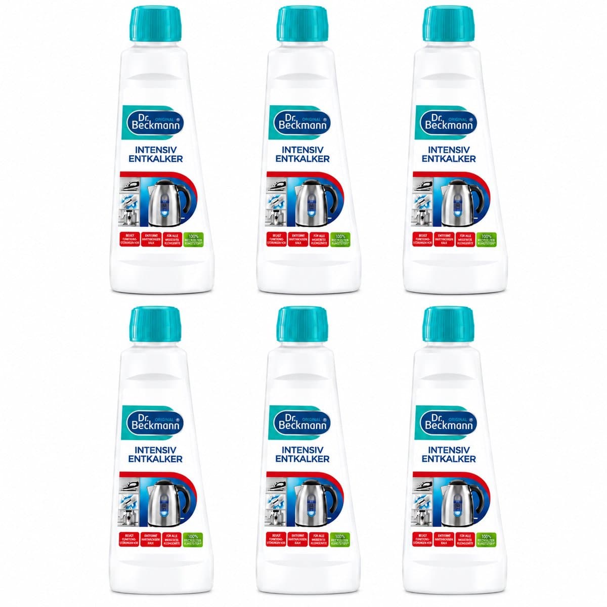 Dr. Beckmann Intensieve Ontkalker 6 x 250ml – Ontkalker voor Waterkokers, Koffiemachines & Huishoudelijke Apparaten