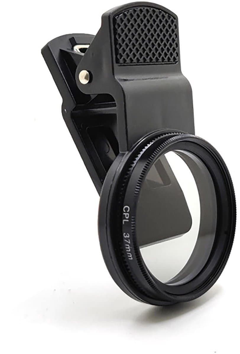 Byshayne- Polariserende Lensfilter 37 mm - Draagbare Telefoonpolarisator - Reflectie Verwijderen - Verhoogde Kleuren - Inclusief Filterbeschermkap - Metalen Klem met Schroefdraad - Camera Filter