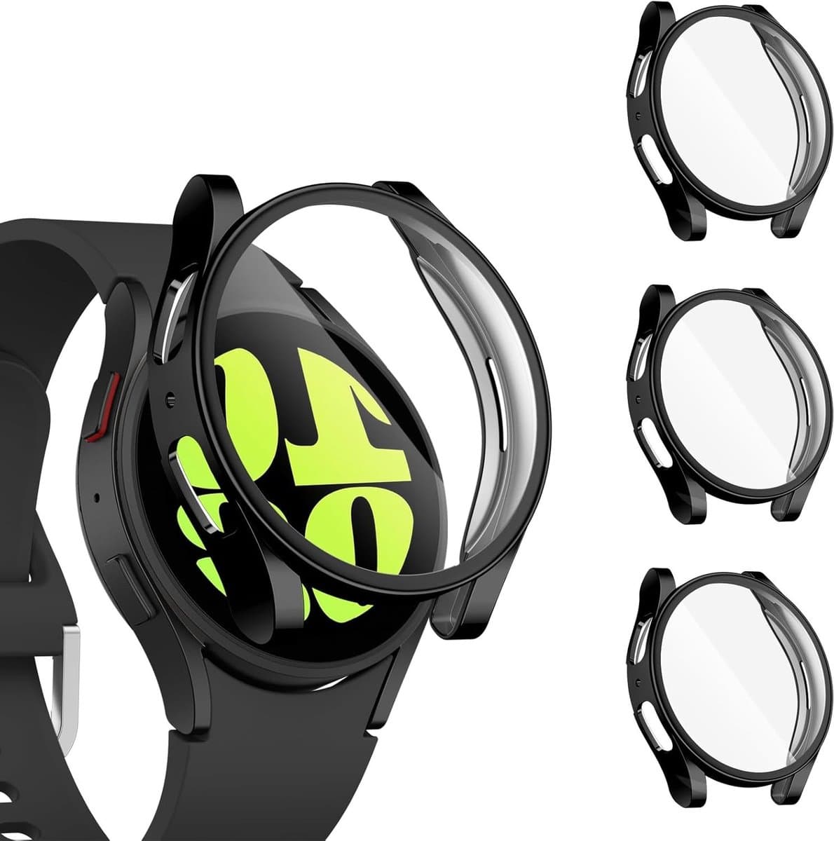 Set van 3 Beschermhoezen voor Samsung Galaxy Watch 4 en 5 - Ultra Dunne TPU Bescherming met Film, Zwart, Geschikt voor 40 mm Smartwatch