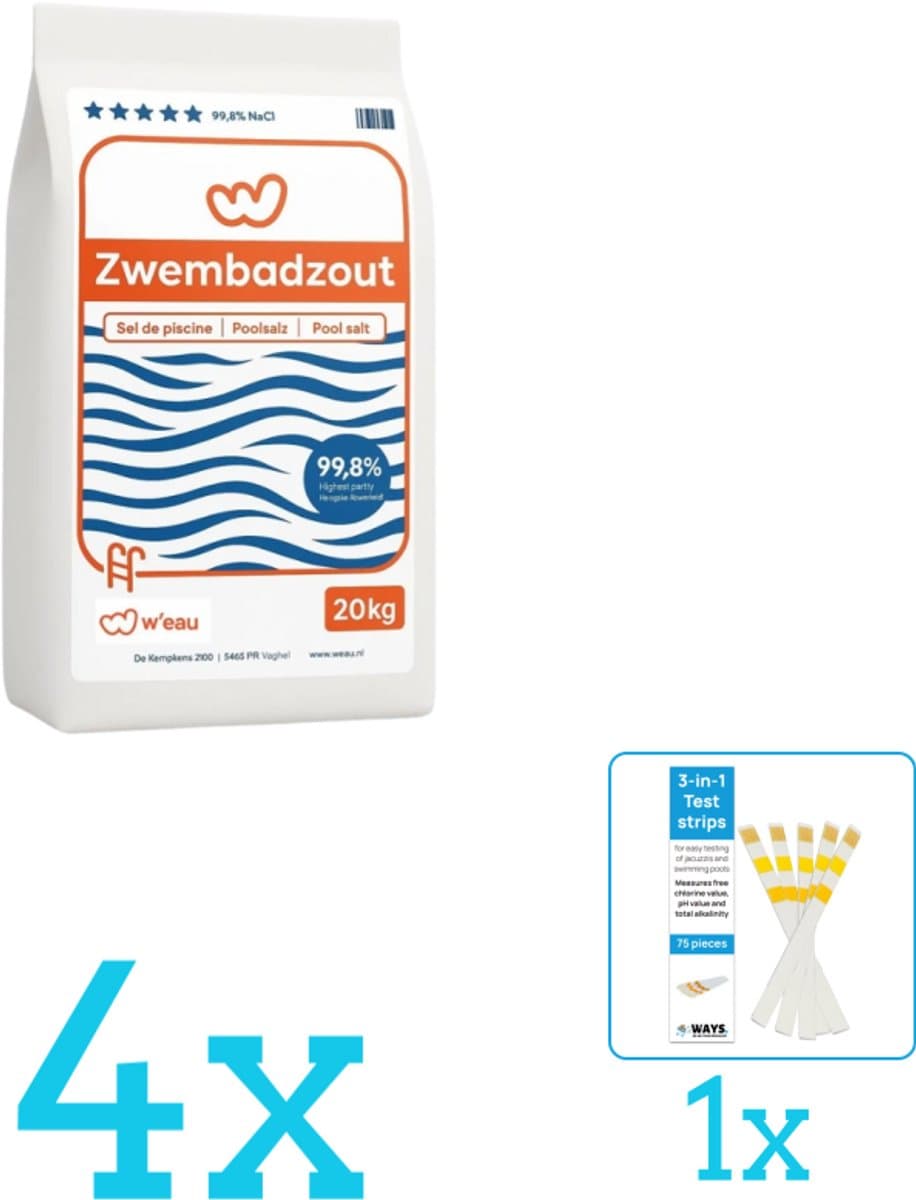 WEAU - Zwembadreinigingsmiddel - Zwembadzout - 20 kg - Volumebundel - Zwembadzout - 4-delig