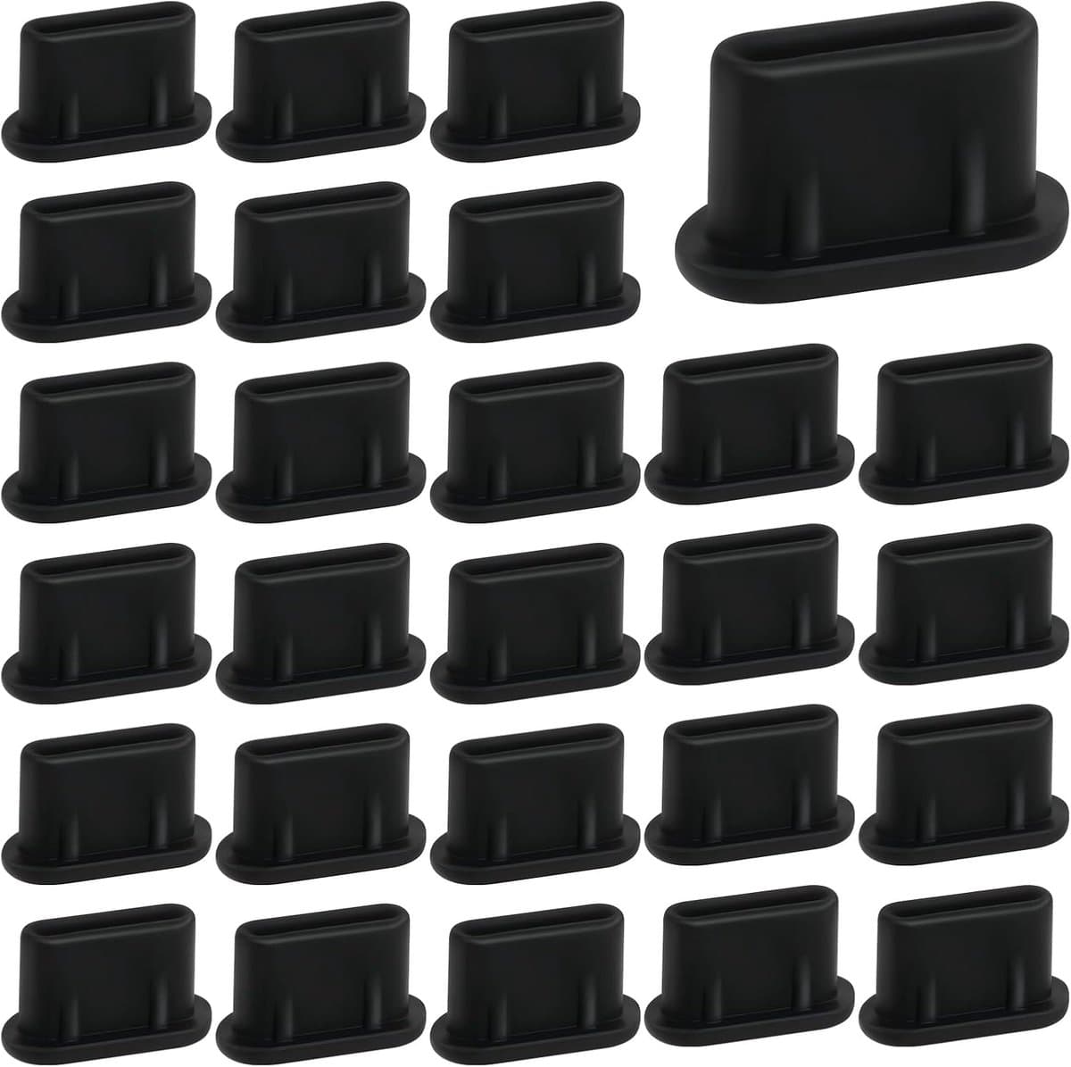 50 stuks USB C stofbeschermingsstoppers, zwarte USB C-beschermkap, universele siliconen stofstekker, poortstekker voor type C mobiele telefoons, tablets, laptops