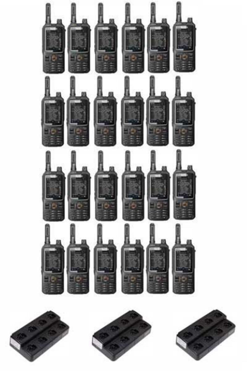 Set van 24 Inrico T320 V2 4G LTE Zello Portofoon, GPS, Wifi met multilader