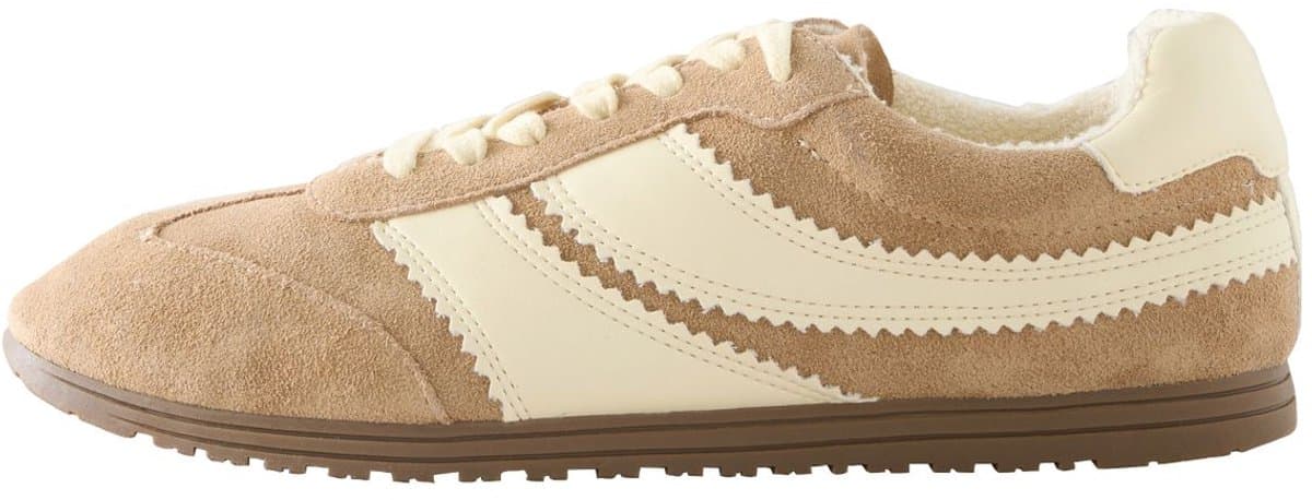 Next Forever Comfort® suède slanke sneakers met panelen en vetersluiting