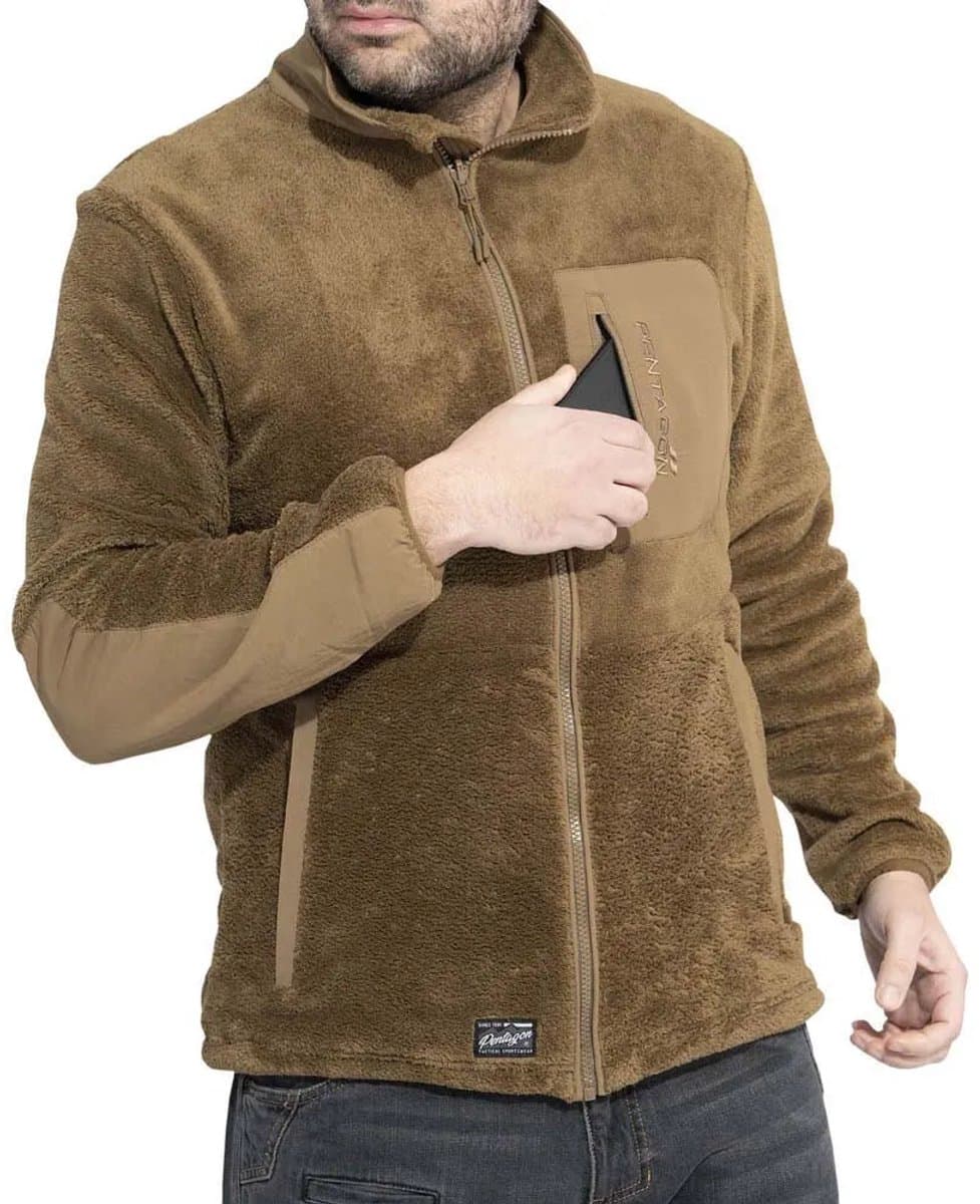 Pentagon Grizzly Fleece Met Volledige Rits Bruin M Man