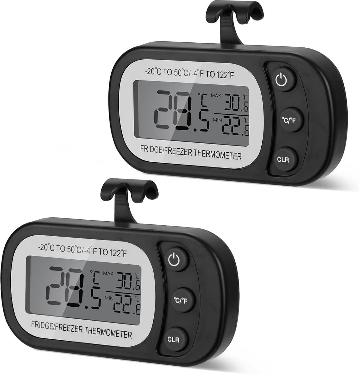 Digitale Koelkast Thermometer met LCD Display en Ophanghaken - Set van 2