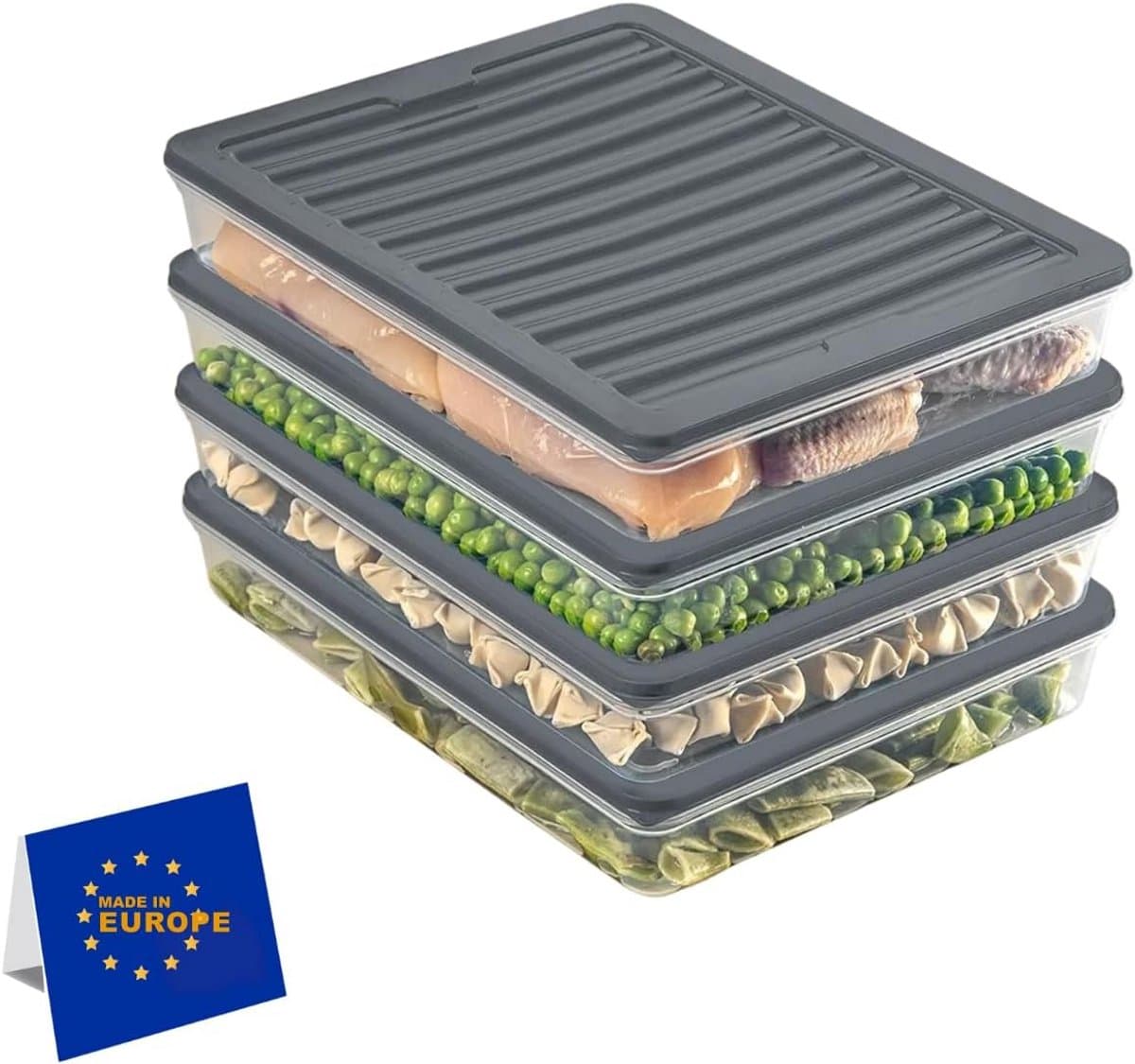 Stapelbare Vershouddozen Set met Deksel voor Koelkast en Vriesvak - Vorstbestendig