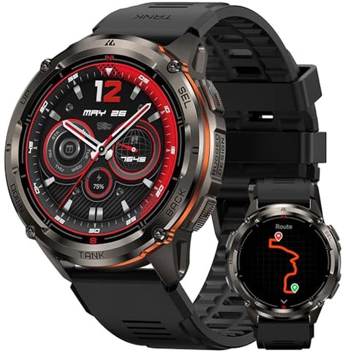 KOSPET Tank T3 Ultra 2 GPS Smartwatch voor heren, roestvrijstalen behuizing, 5 ATM waterdicht, 60+ dagen batterijduur, bluetooth bellen