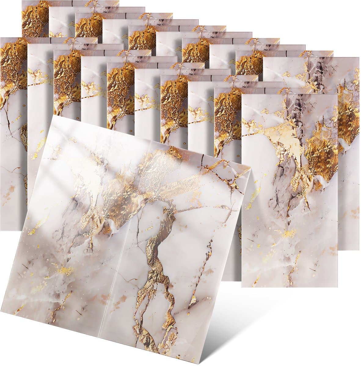 Verpakking van 20 Wandpanelen met Marmerlook – 30x60 cm Zelfklevende, Waterdichte Stickers – Decoratieve Tegels om te Plakken voor Keuken en Badkamer