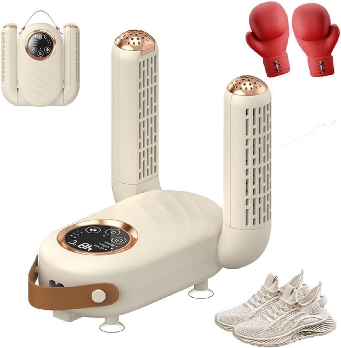 AMA® Schoenverfrisser - Schoenreiniger - Schoenenverfrisser - met Intelligente Timer - Opvouwbaar - ‎18x16x8cm - Kaki