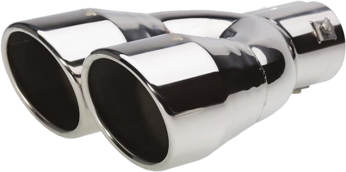 Dubbel Rond Uitlaatsierstuk Universeel RVS - Ø90xL242mm