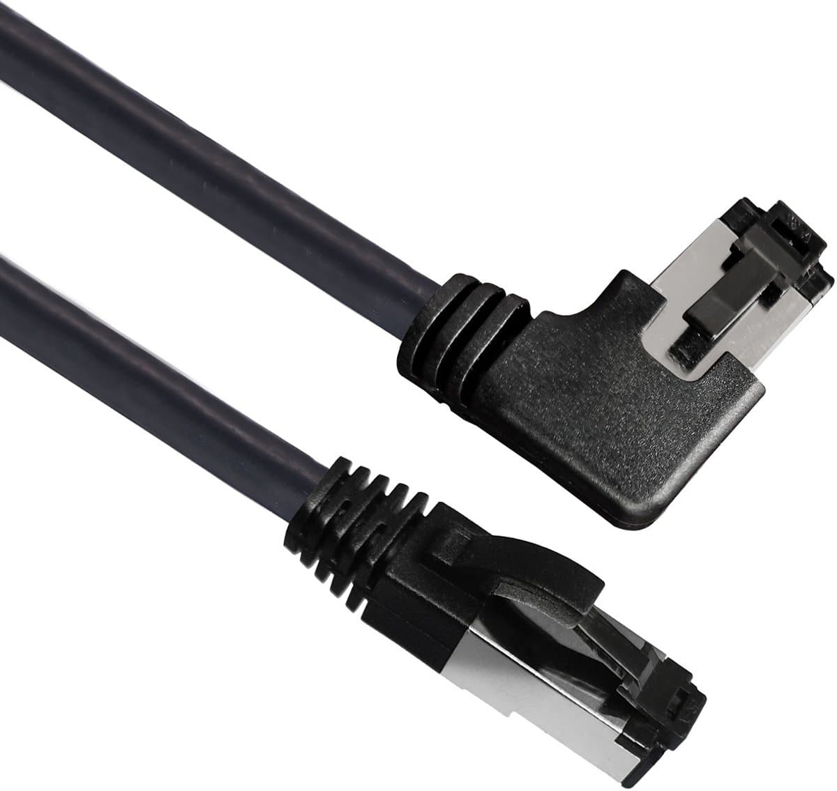 S/FTP CAT8.1 40 Gigabit Netwerkkabel - 1 kant haaks naar rechts - CU - 1,5 meter - Zwart