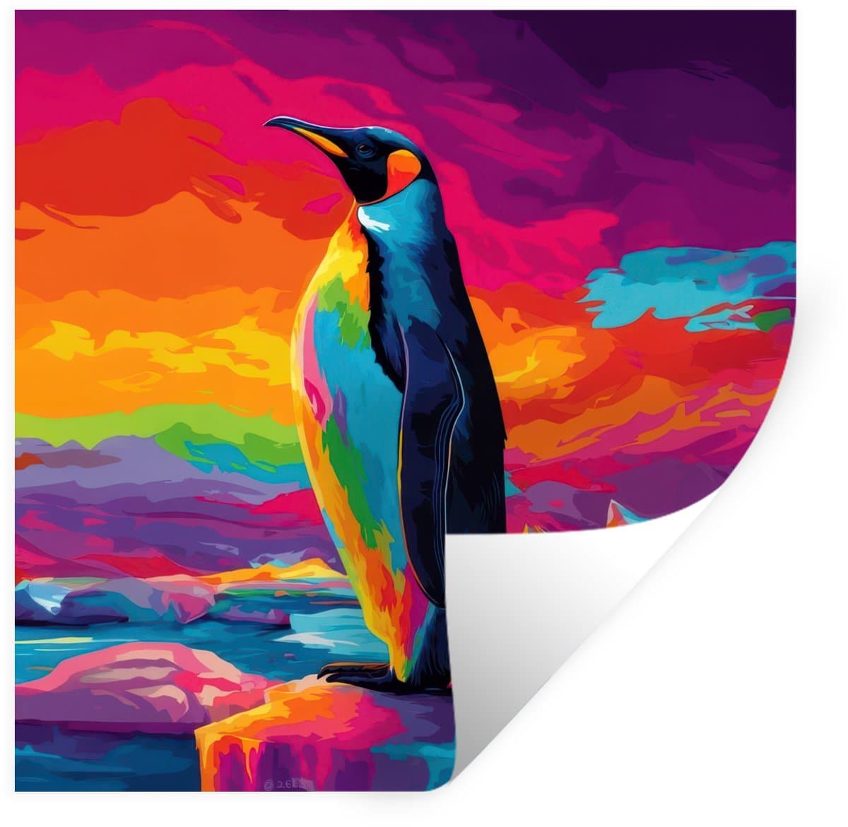 Muurstickers - Sticker Folie - Ijsschots - Pinguïn - Abstract - Lucht - 30x30 cm - Plakfolie - Muurstickers Kinderkamer - Zelfklevend Behang - Zelfklevend behangpapier - Stickerfolie