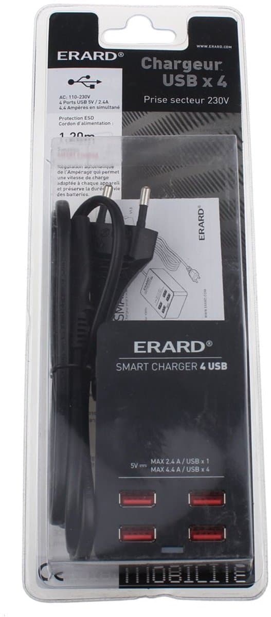 ERARD - ADAPTER LADER - 4 USB / 230V - 4.4A Max. - 1m - 728904
