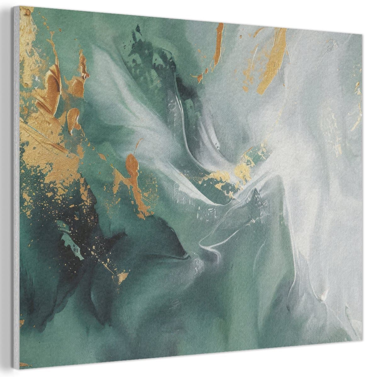 Akoestisch wandpaneel 40x30 cm - Vilt schilderij Groen - Modern - Marmer - Abstract - Akoestische panelen - Geluidsdempende wanddecoratie - Geluidsisolatie woonkamer - Muurdecoratie geluidspanelen