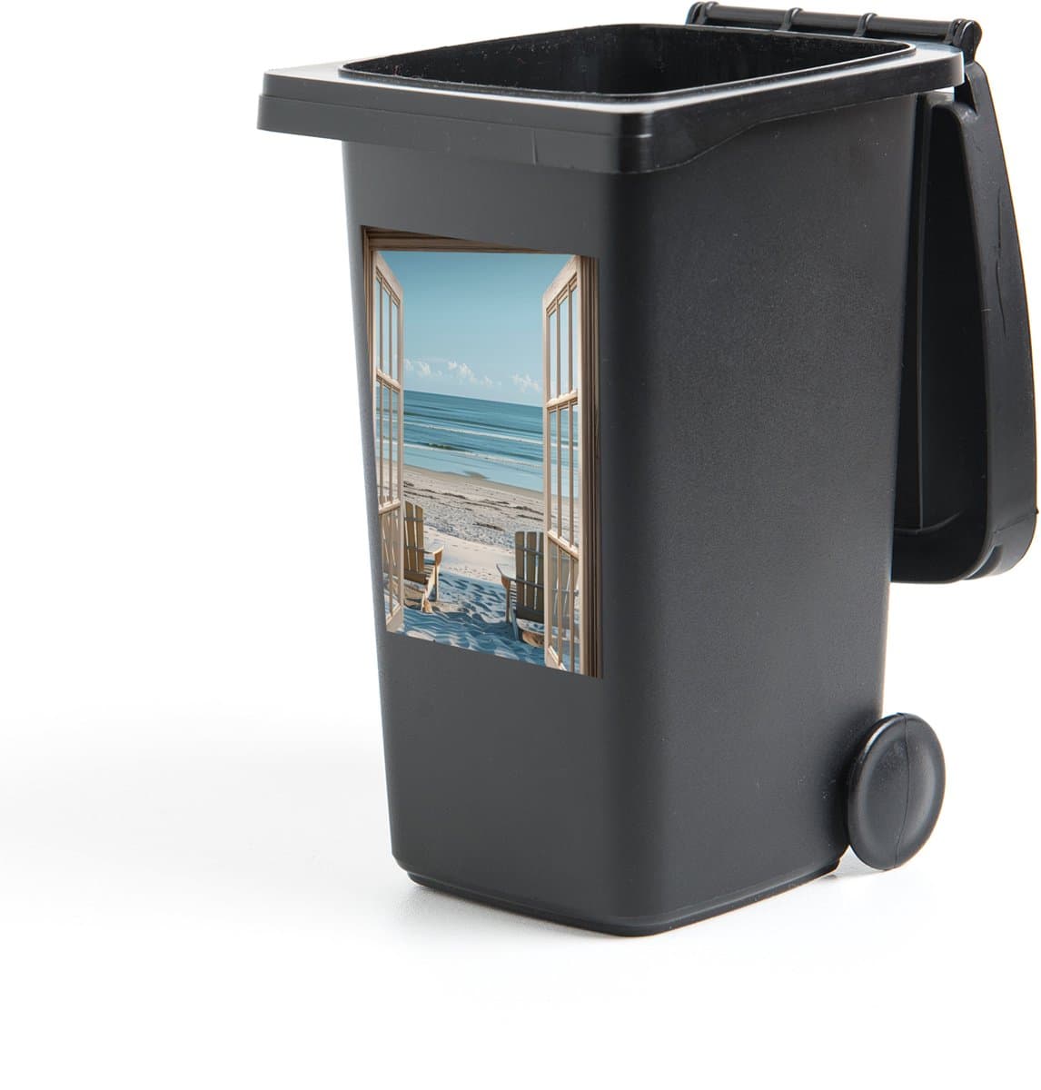 Container sticker Doorkijk - Strandstoelen - Duinen - Zee - Natuur - 40x60 cm - Kliko sticker