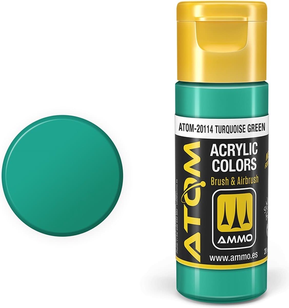 AMMO by Mig Jimenez Hobbyverf Acrylverf - MIG 20114 ATOM - Turquoise Green - Acryl - 20ml Verf flesje - 20 ml