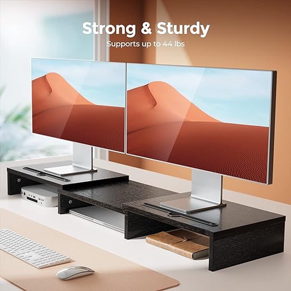 Monitor stand Houten Met verstelbare lengte en hoek Extra functionele Slot Monitor Riser Desktop Organizer Stand voor Riser Geschikt voor PC Monitor Laptop Printer
