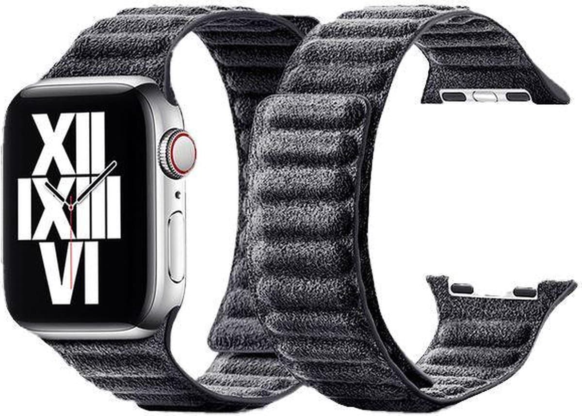 Alcanside Alcantara Bandje Geschikt voor Apple Watch Series 6 (44mm) - Space Grey