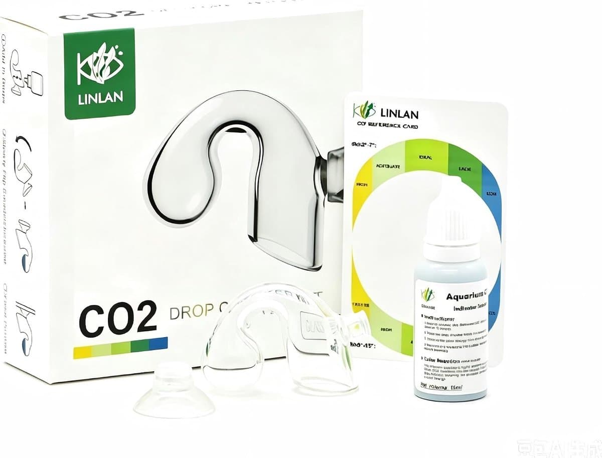 CO₂ Drop Checker Kit voor Aquariums - Nauwkeurige Monitor, CO2 Vloeistof, Zuignap en Achtergrondkaart voor Plantenaquaria