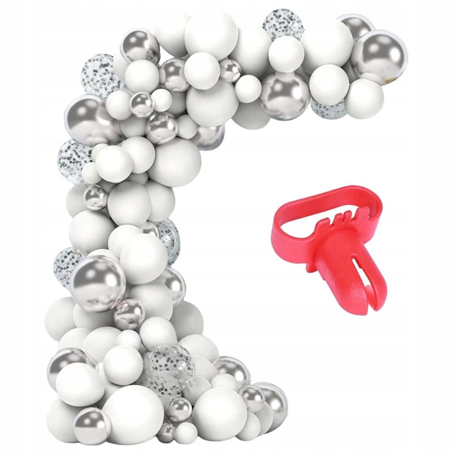 Feestelijke Ballonboog Decoratie Set - Zilver & Wit