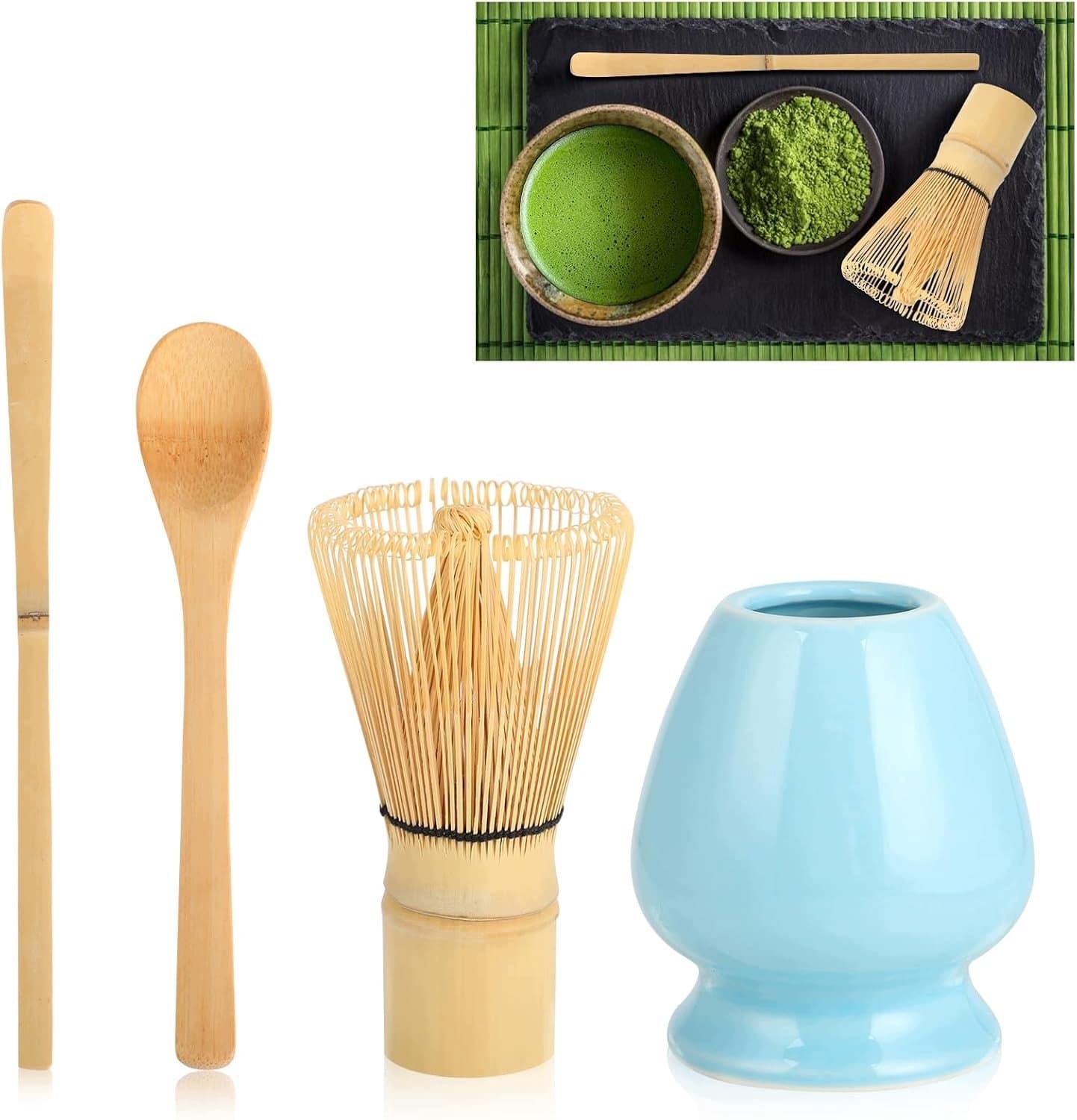 4-delige Matcha set met bamboe garde - Ceremonieel theeaccessoire