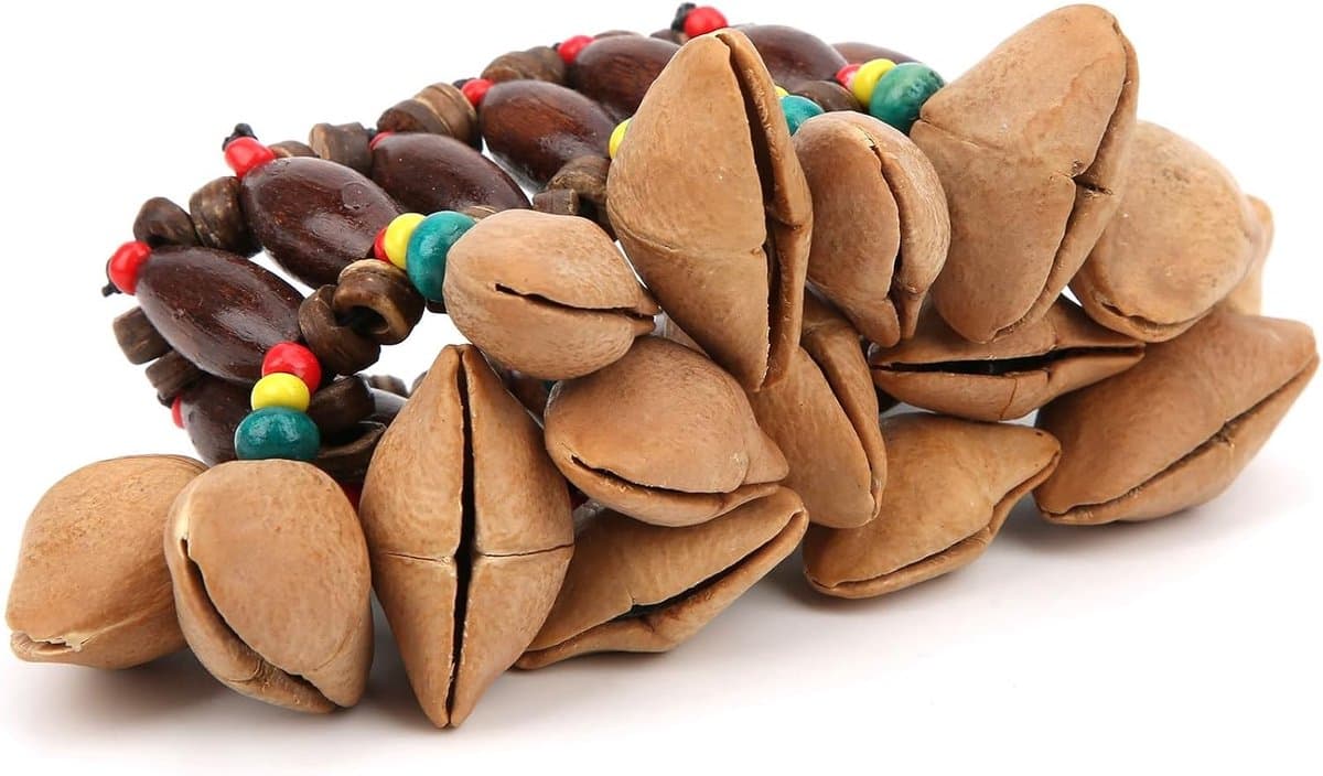 Trommel, Notenschelp Afrikaanse Trommelarmband met Zijn Artistieke Flair Seed Rattle Small Hand Bell voor Muzikanten en Kan Worden Geschonken aan Muziekliefhebbers, Vrienden of