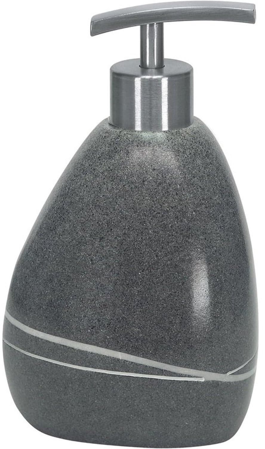 zeepdispenser - pompje - badkamer decoreren - steenlookdesign - 7 x 16,5 cm - donkergrijs