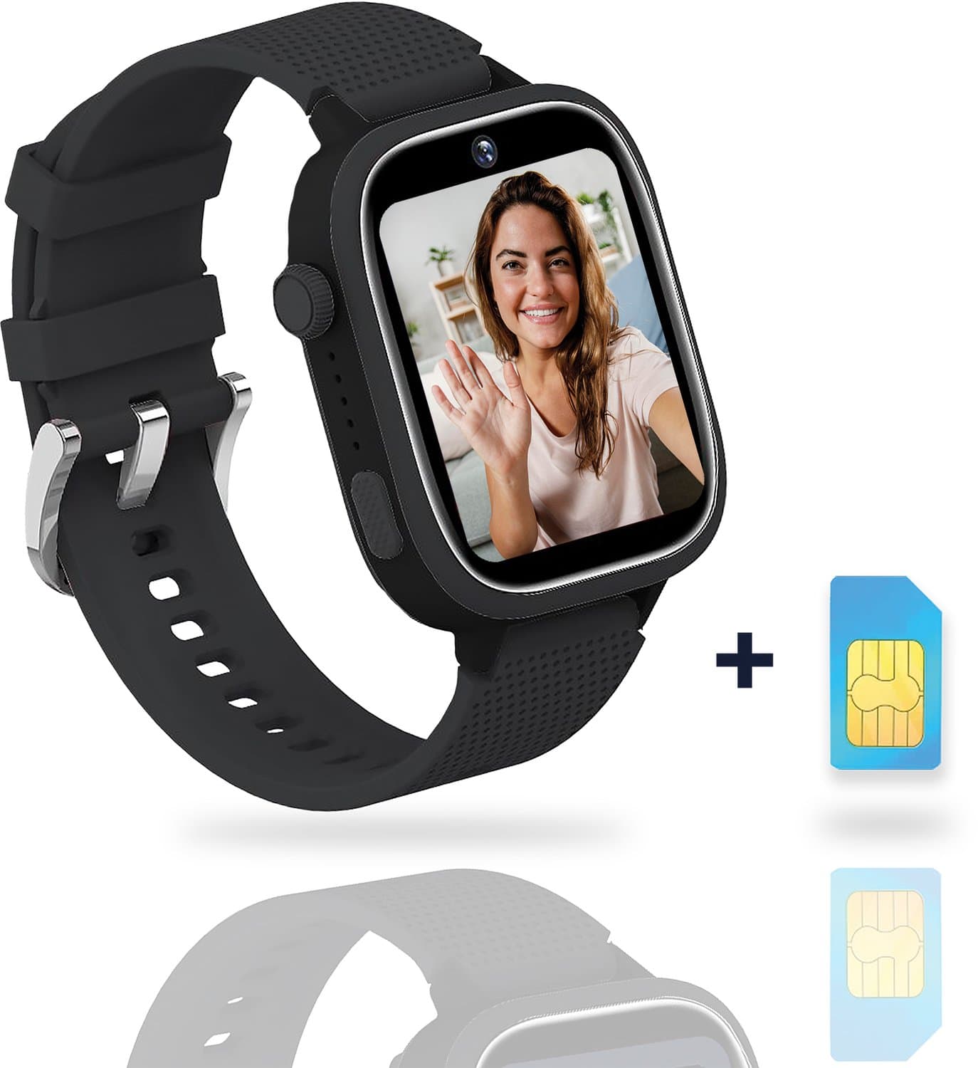 AngelTech Ultra GPS Horloge Kind Met Simkaart 4G – SOS knop – Smartwatch Kinderen – Whatsapp - HD Camera en Videobellen – Smartwatch Kind – GPS Tracker Kind – Smartwatch Kids - Elke polsmaat - Zwart