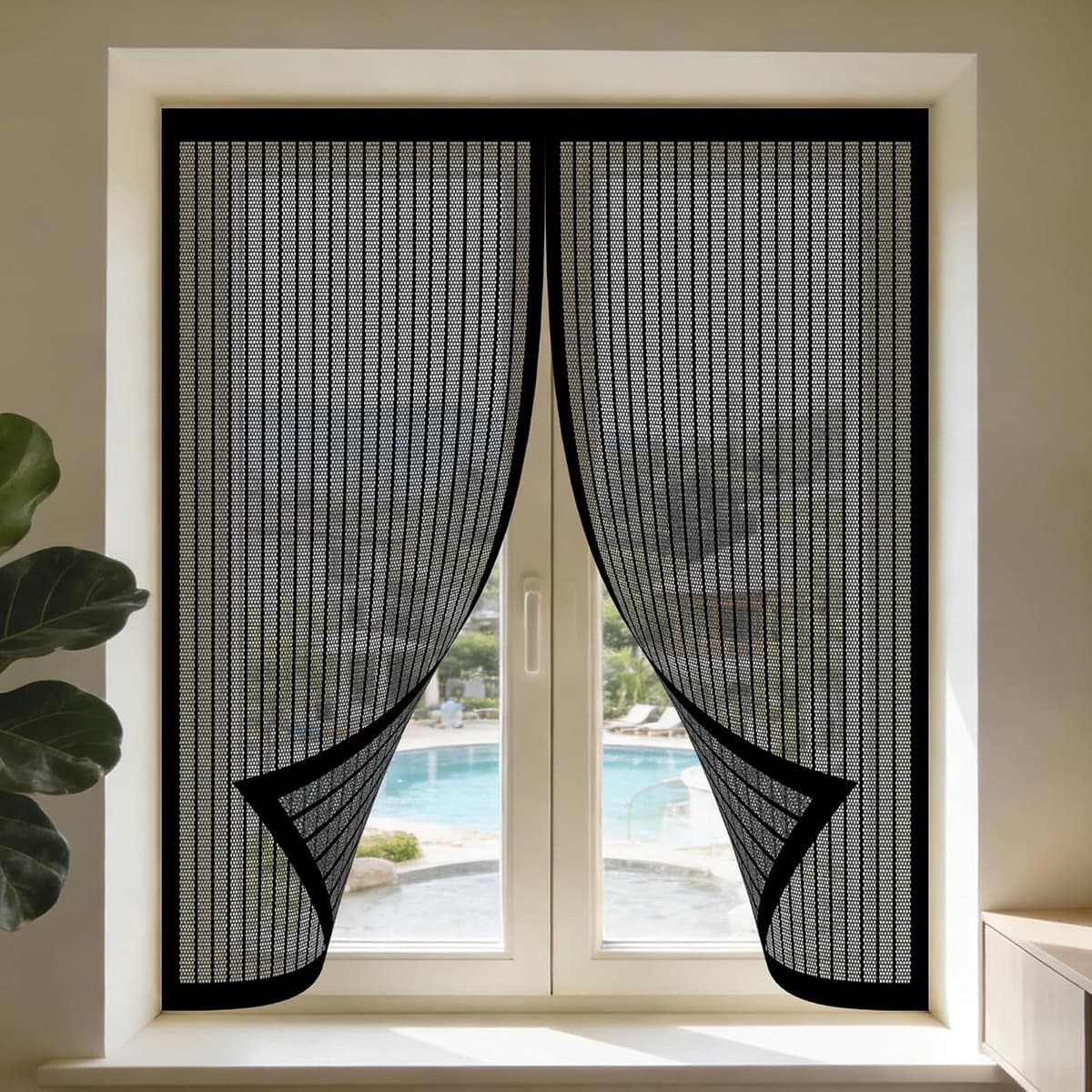 Magnetisch Venster Hor - Vliegenscherm Mesh - Insecten Buiten Houden - Automatische Sluiting - 120 x 80 cm - Zwart