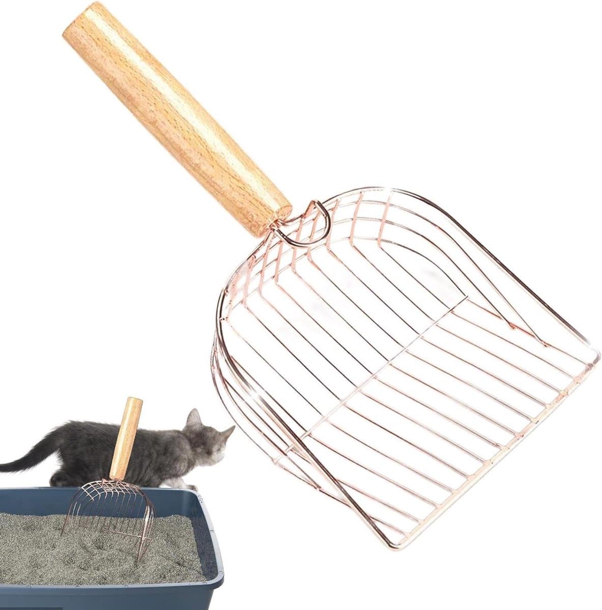 Kattenbakschep - Kattenbak schep metaal - Kattenbak schoonmaken - Anti-aanbaklaag - 24 x 9 x 7 cm - Metaal