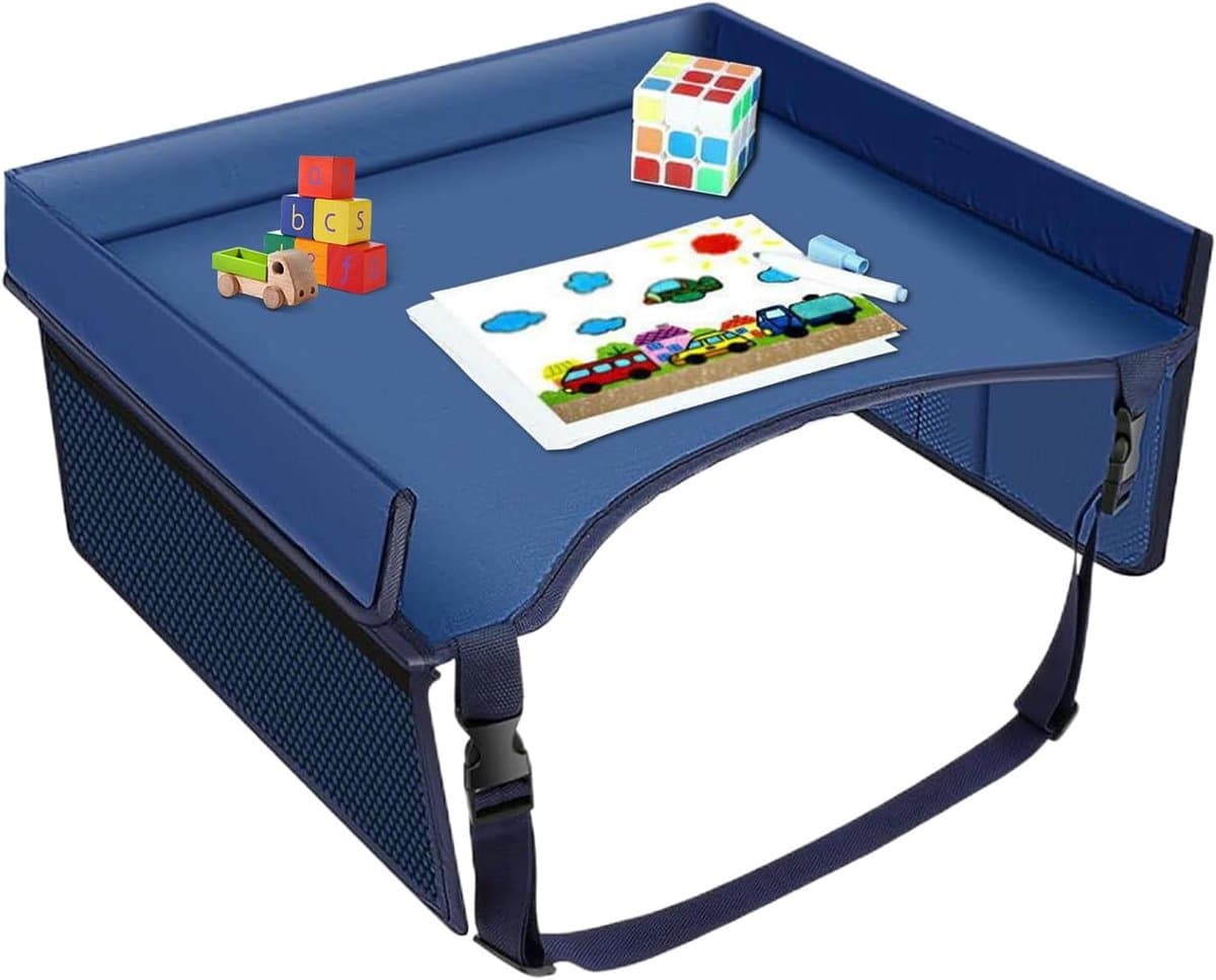 Autostoel Organizer - Reistafel Kinderen - Kind Onderhoudend Houden - Stootbestendig Frame - 40x32x20 cm - Blauw