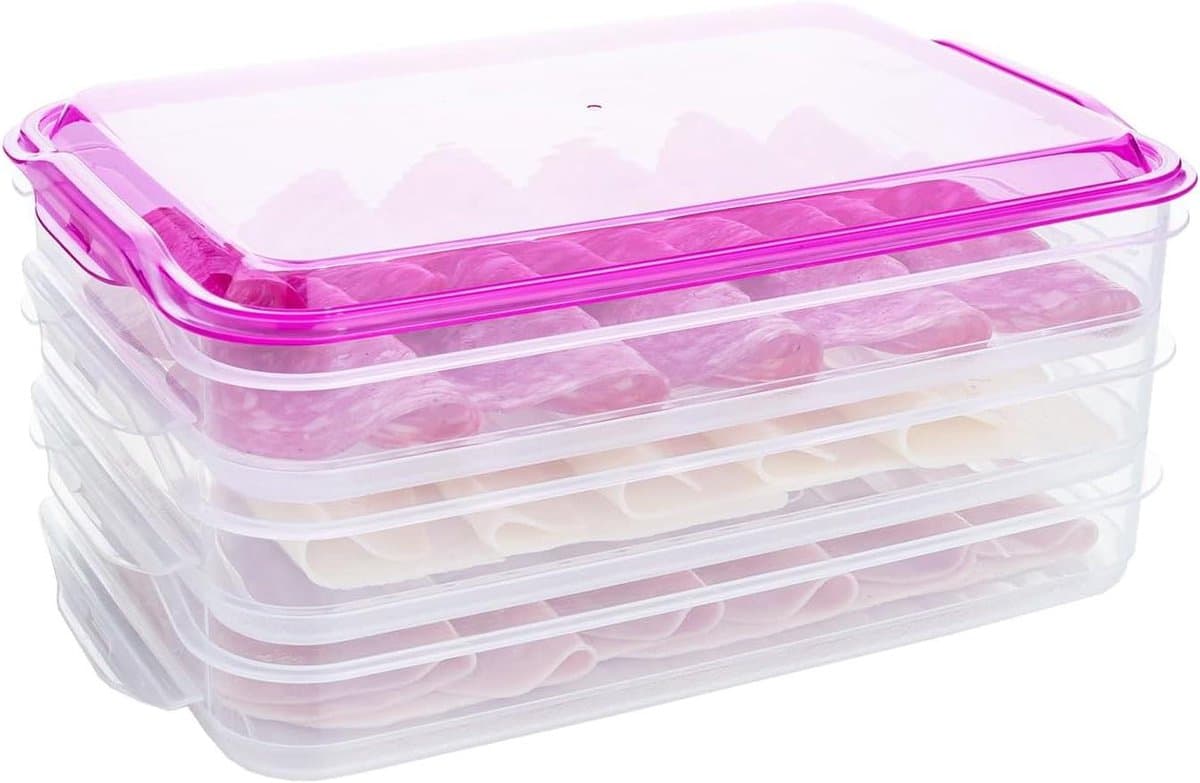 Opbergdozen Worst - Koelkast Organizer - Voedsel Bewaren - 3 Vakken - 1 Liter - Willekeurig
