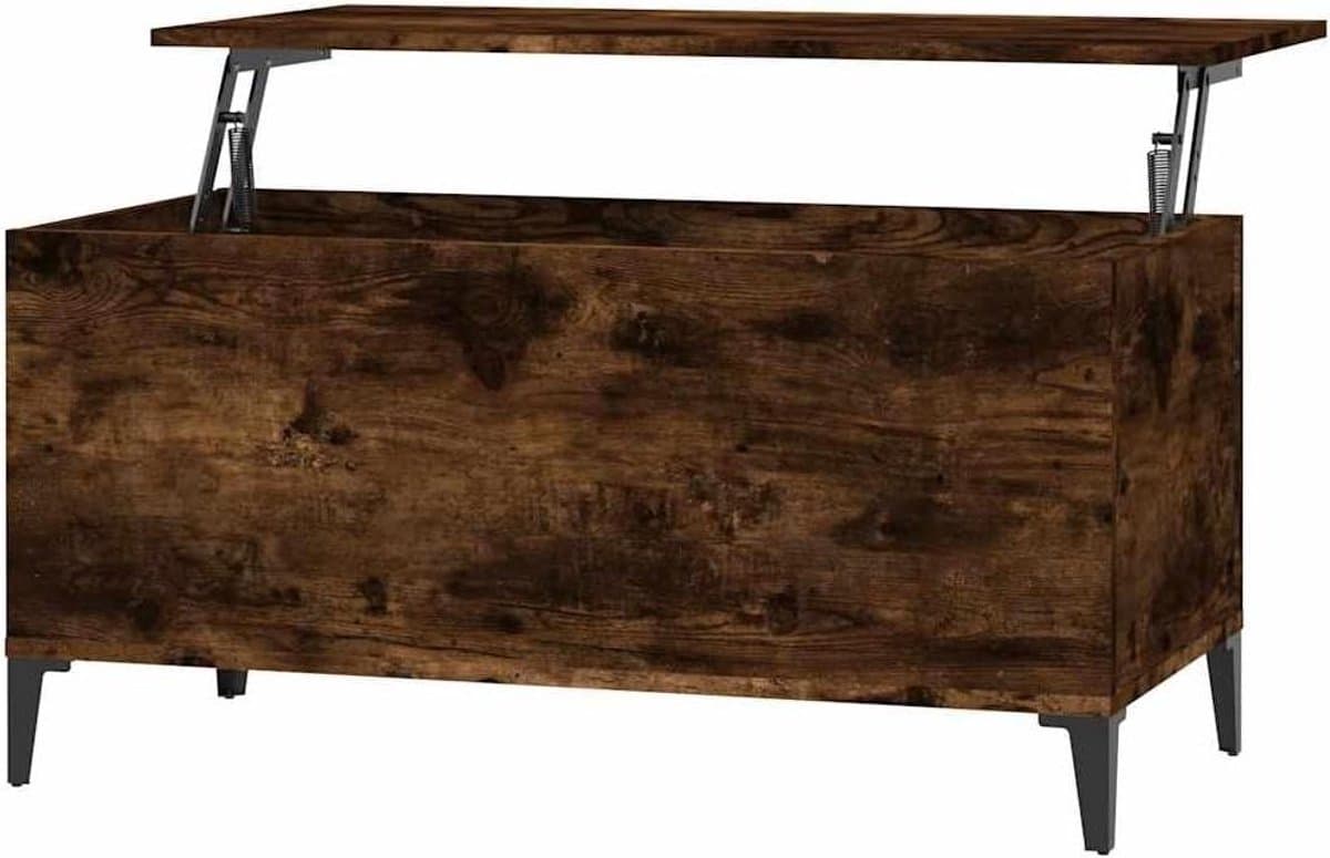 Opklapbare Salontafel - Dienblad Tafel - Werken en Dineren - Verborgen Opbergvak - 90 x 45 x 44.5 cm - Houtkleur