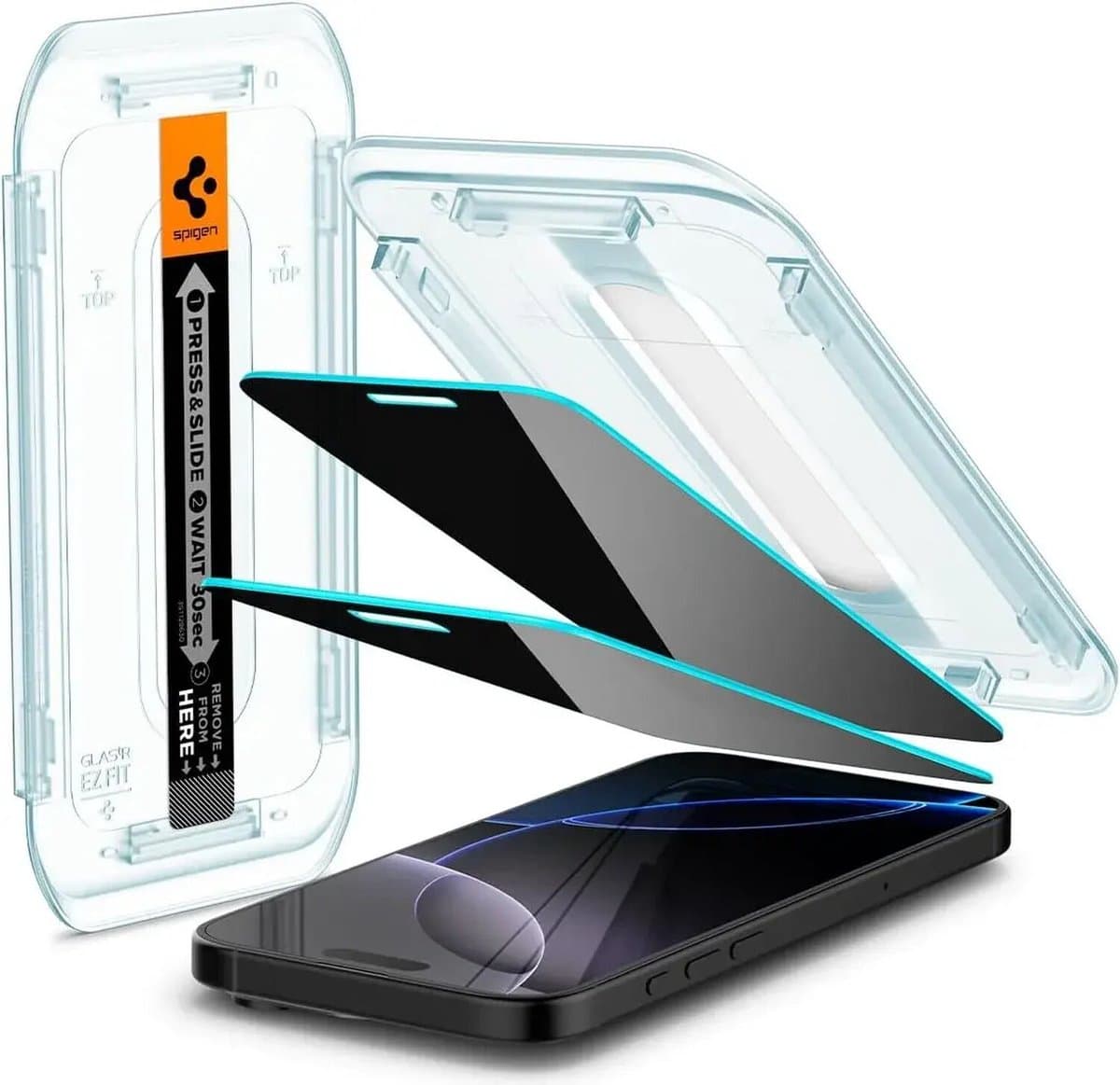 Spigen Privacy Glass Geschikt voor Apple iPhone 16 Pro Max - EZ Fit GLAS.tR - 9H Tempered Glass Screen Protector - Case Friendly - Gemakkelijke Installatie - 2-Pack