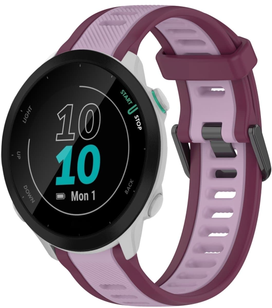 Voor Garmin Forerunner 55 20 mm tweekleurige siliconen horlogeband met textuur (paars)