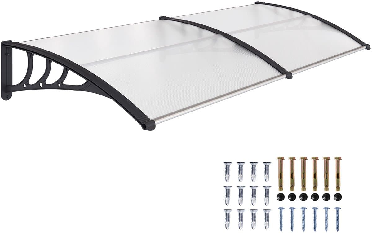 Deurafdak voor entree - buitenluifel gemaakt van duurzaam polycarbonaat en aluminium - biedt bescherming tegen regen en UV-straling voor terrassen en balkons - 195 x 75 cm - transparant