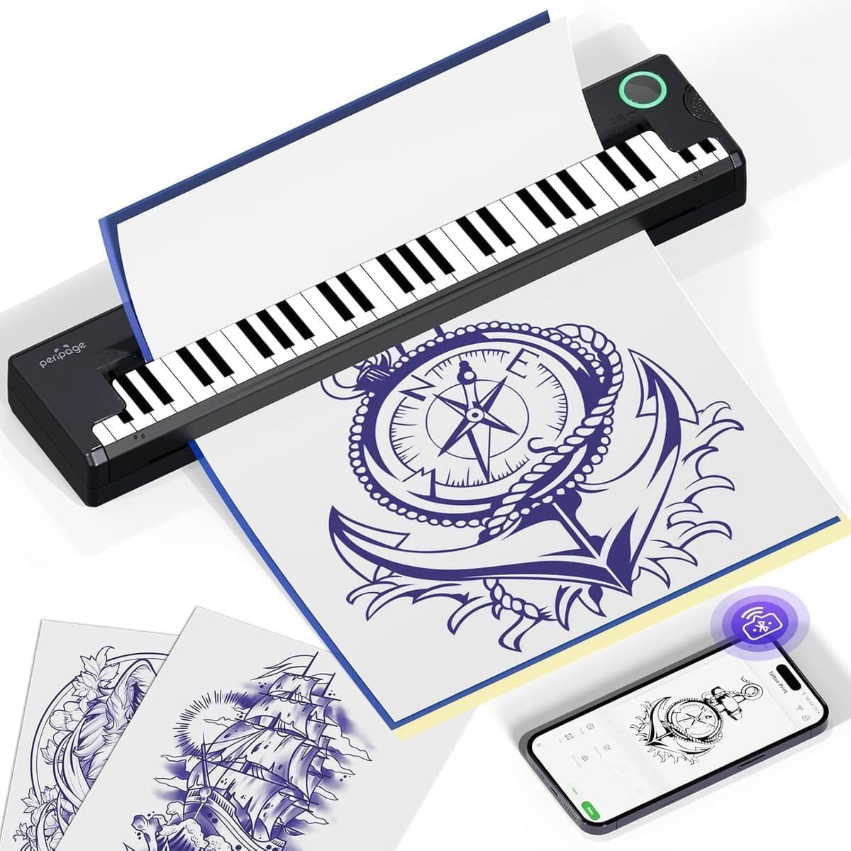 Tattoo Sjabloonmachine - Transfer Printer - Tattoo Ontwerp - Hoge Resolutie - 5 Vel Papier - Pino Groen