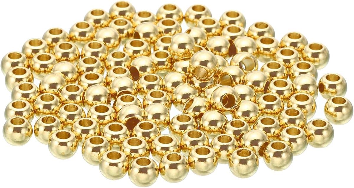 Messing losse ballen, 100 stuks 6 mm OD 2,5 mm ID gladde ronde spacer kralen voor ambachtelijke metalen naadloze bal kralen voor armband ketting sieraden maken, goud