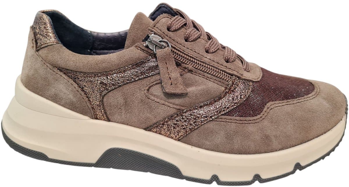 Longo Leren Dames Sneakers - Khaki Taupe - 40