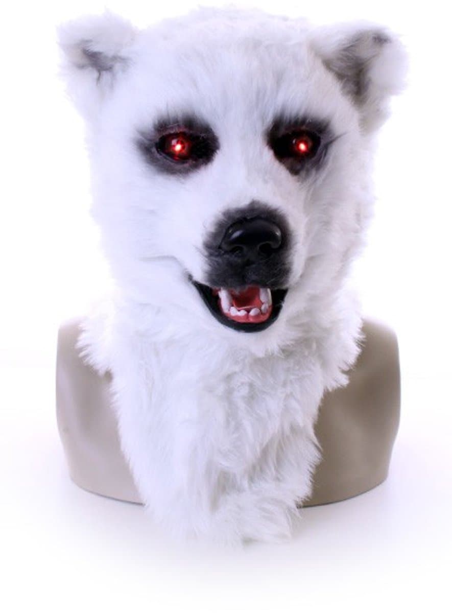 KIMU® Masker IJsbeer - Met Lichtgevende Ogen en Bewegende Mond - Witte Beer Halloween Horror Eng Volkop Carnaval Festival
