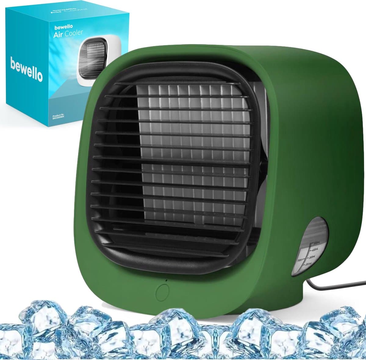Mini Air Cooler - USB Ventilator Met Waterreservoir - Luchtkoeler Met Verneveling - 3 Standen - LED Verlichting - Draagbare Aircooler Voor Bureau, Slaapkamer, Auto En Kantoor - Groen